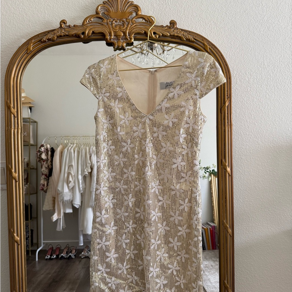 Floral Gold Sequin Dress